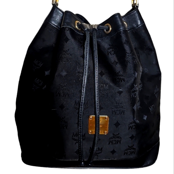 MCM Handbags - MCM black nylon bucket bag EUC